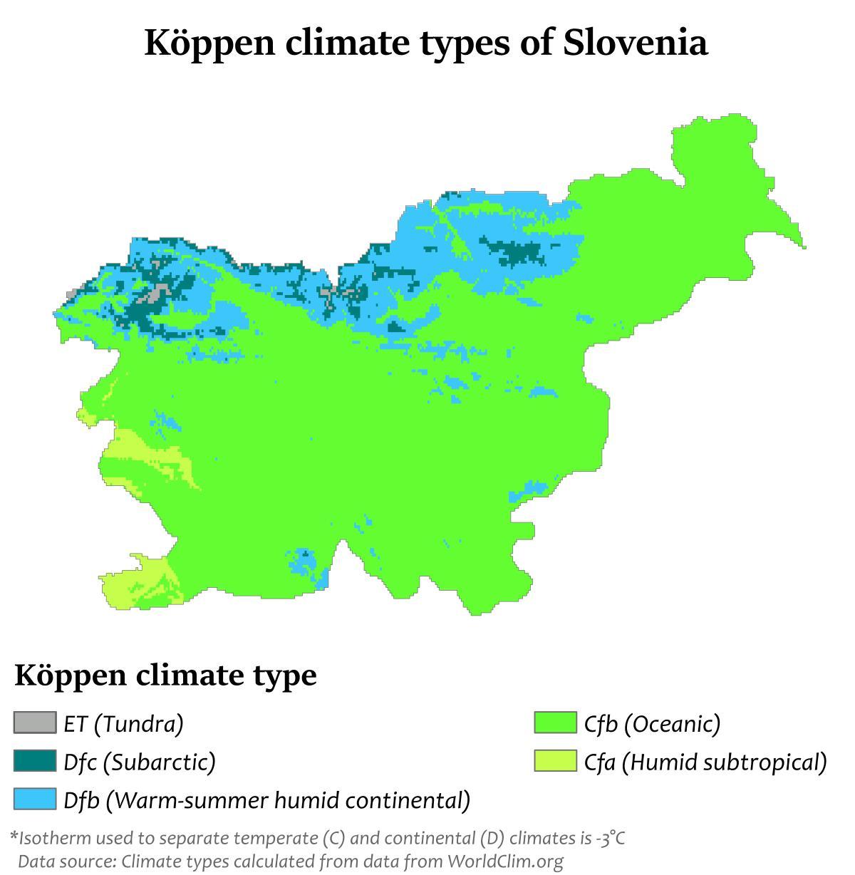 Mapa de temperatura de Eslovenia
