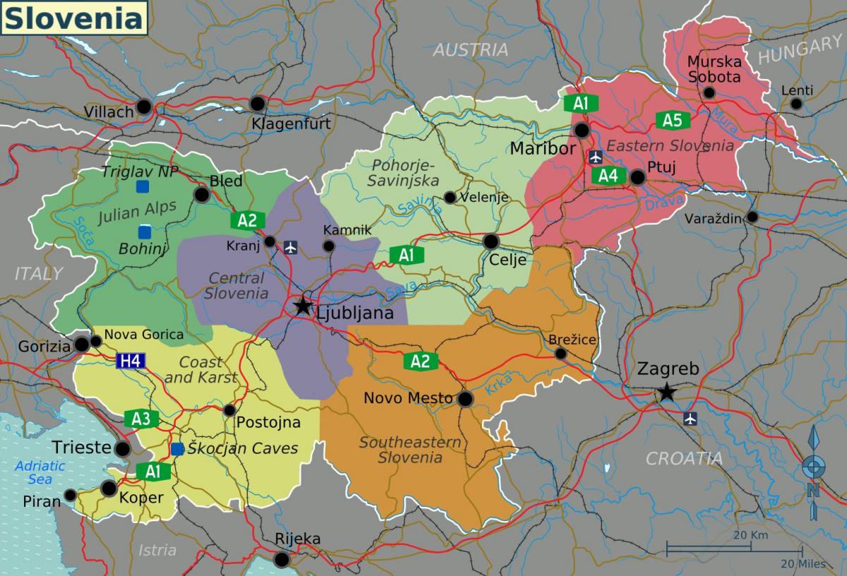 Mapa de zonas de Eslovenia